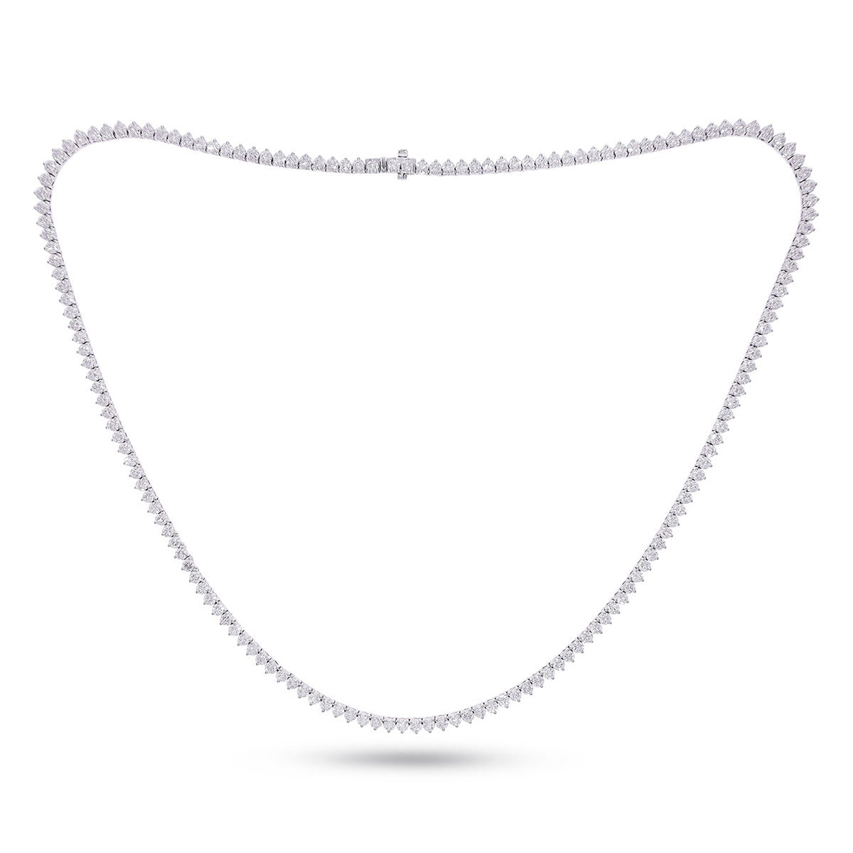 14K White Gold 10 Cttw Lab Grown Diamond Fashion Round Tennis Necklace (16 Inch)