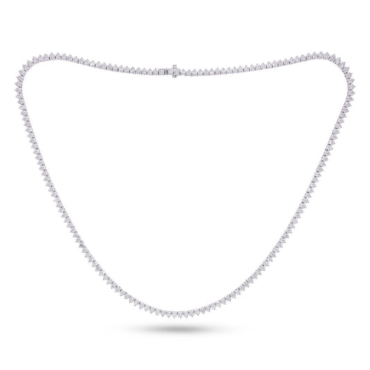 14K White Gold 10 Cttw Lab Grown Diamond Fashion Round Tennis Necklace (16 Inch)