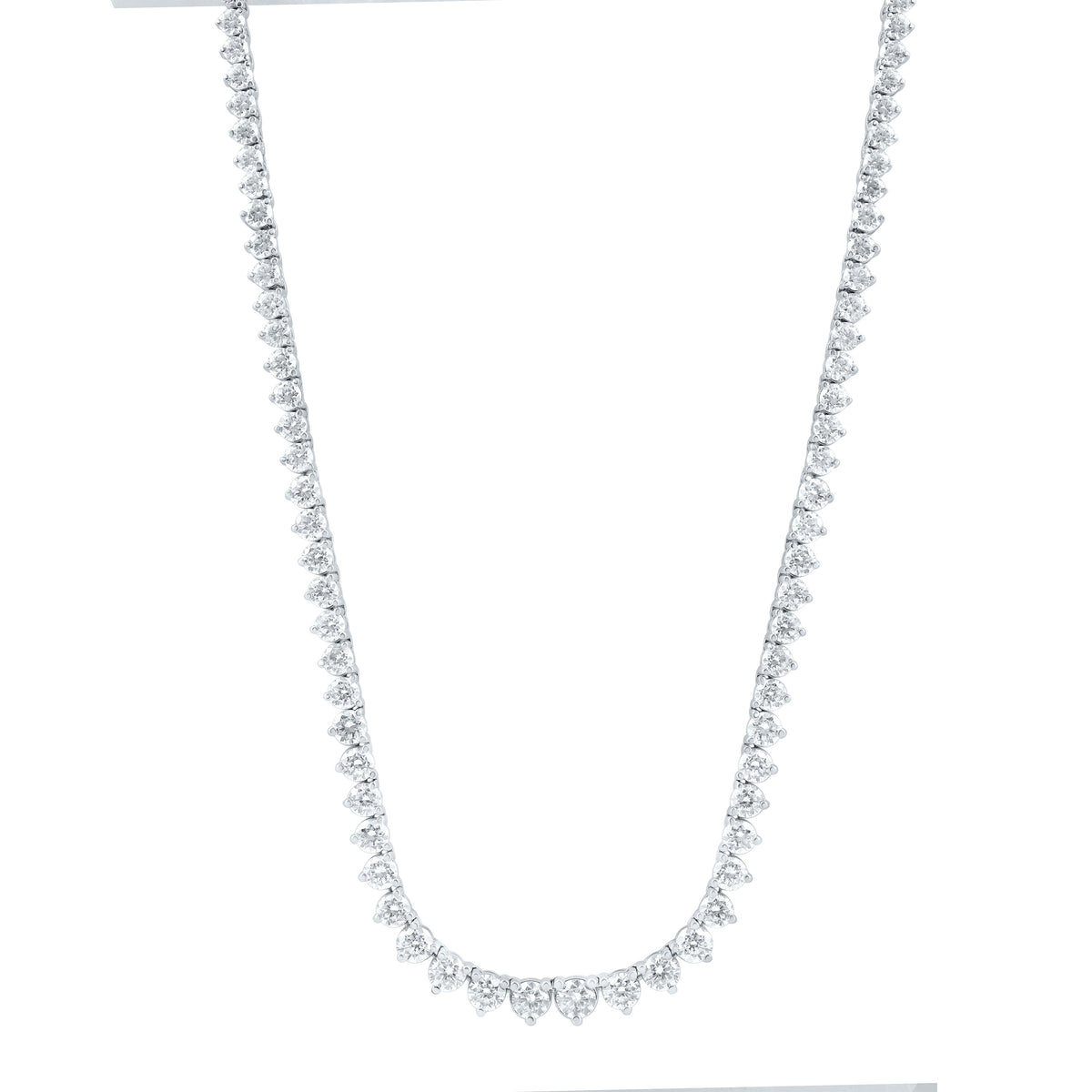 14K White Gold 10 Cttw Lab Grown Diamond Fashion Round Tennis Necklace (16 Inch)