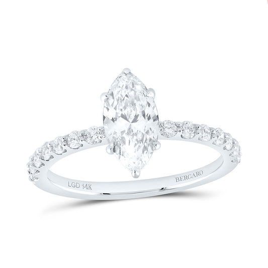 14K Yellow Or White Gold 1 1/3 Cttw Lab Grown Diamond 1 Cttw Center Marquise Engagement Ring
