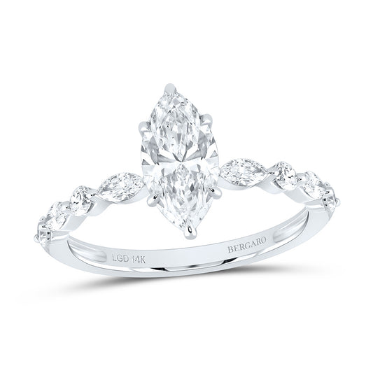 14K Yellow Or White Gold 1 1/2 Cttw Lab Grown Diamond 1 Cttw Center Marquise Engagement Ring