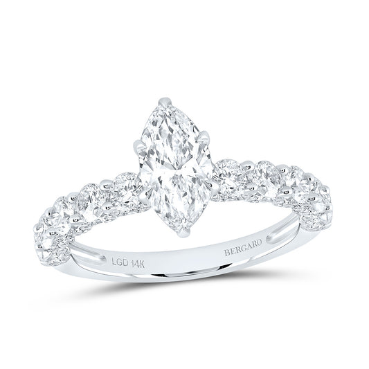 14K Yellow Or White Gold 2 1/2 Cttw Lab Grown Diamond 1 Cttw Center Marquise Engagement Ring