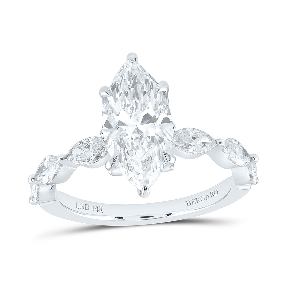 14K Yellow Or White Gold 2 7/8 Cttw Lab Grown Diamond 2 Cttw Center Marquise Engagement Ring