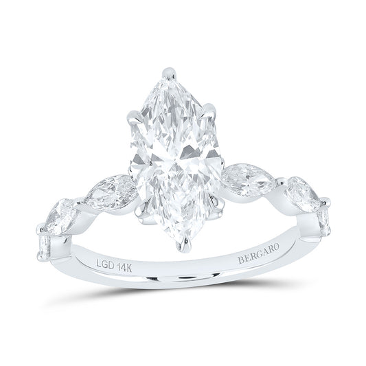 14K Yellow Or White Gold 2 7/8 Cttw Lab Grown Diamond 2 Cttw Center Marquise Engagement Ring