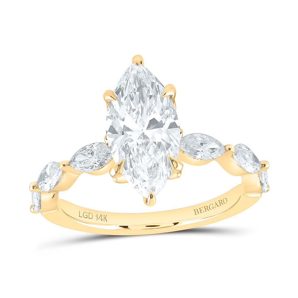 14K Yellow Or White Gold 2 7/8 Cttw Lab Grown Diamond 2 Cttw Center Marquise Engagement Ring