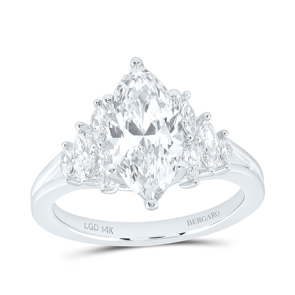 14K Yellow Or White Gold 2 5/8 Cttw Lab Grown Diamond 2 Cttw Center Marquise Engagement Ring