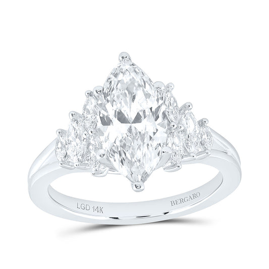 14K Yellow Or White Gold 2 5/8 Cttw Lab Grown Diamond 2 Cttw Center Marquise Engagement Ring