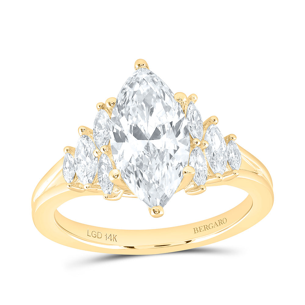 14K Yellow Or White Gold 2 5/8 Cttw Lab Grown Diamond 2 Cttw Center Marquise Engagement Ring