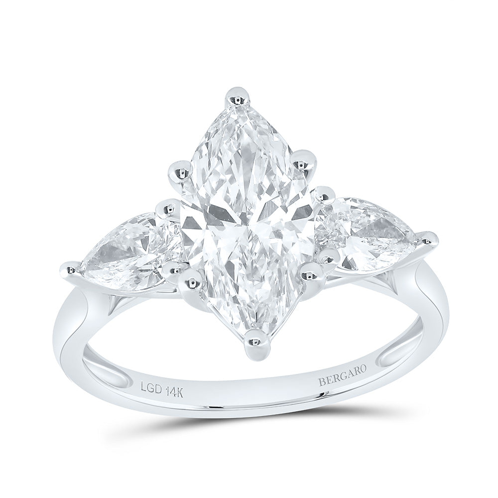 14K Yellow Or White Gold 2 3/4 Cttw Lab Grown Diamond 2 Cttw Center Marquise Engagement Ring