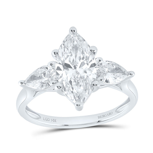 14K Yellow Or White Gold 2 3/4 Cttw Lab Grown Diamond 2 Cttw Center Marquise Engagement Ring