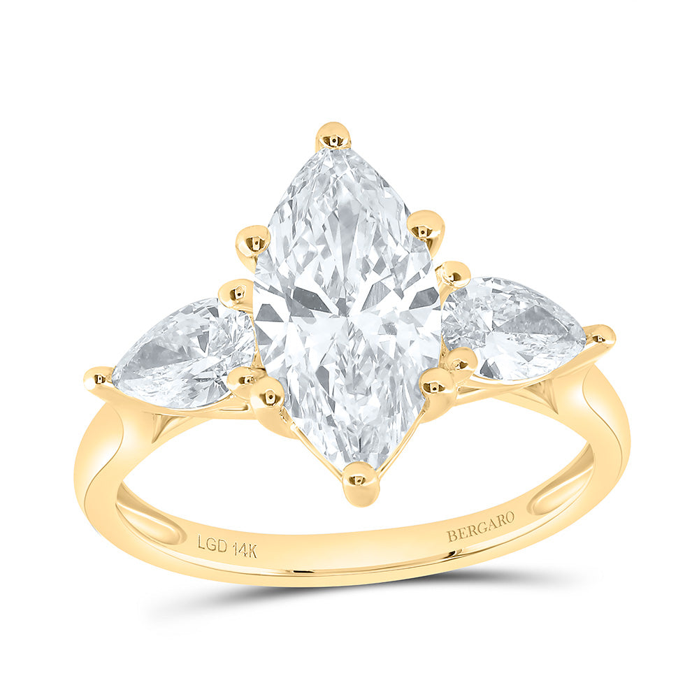 14K Yellow Or White Gold 2 3/4 Cttw Lab Grown Diamond 2 Cttw Center Marquise Engagement Ring