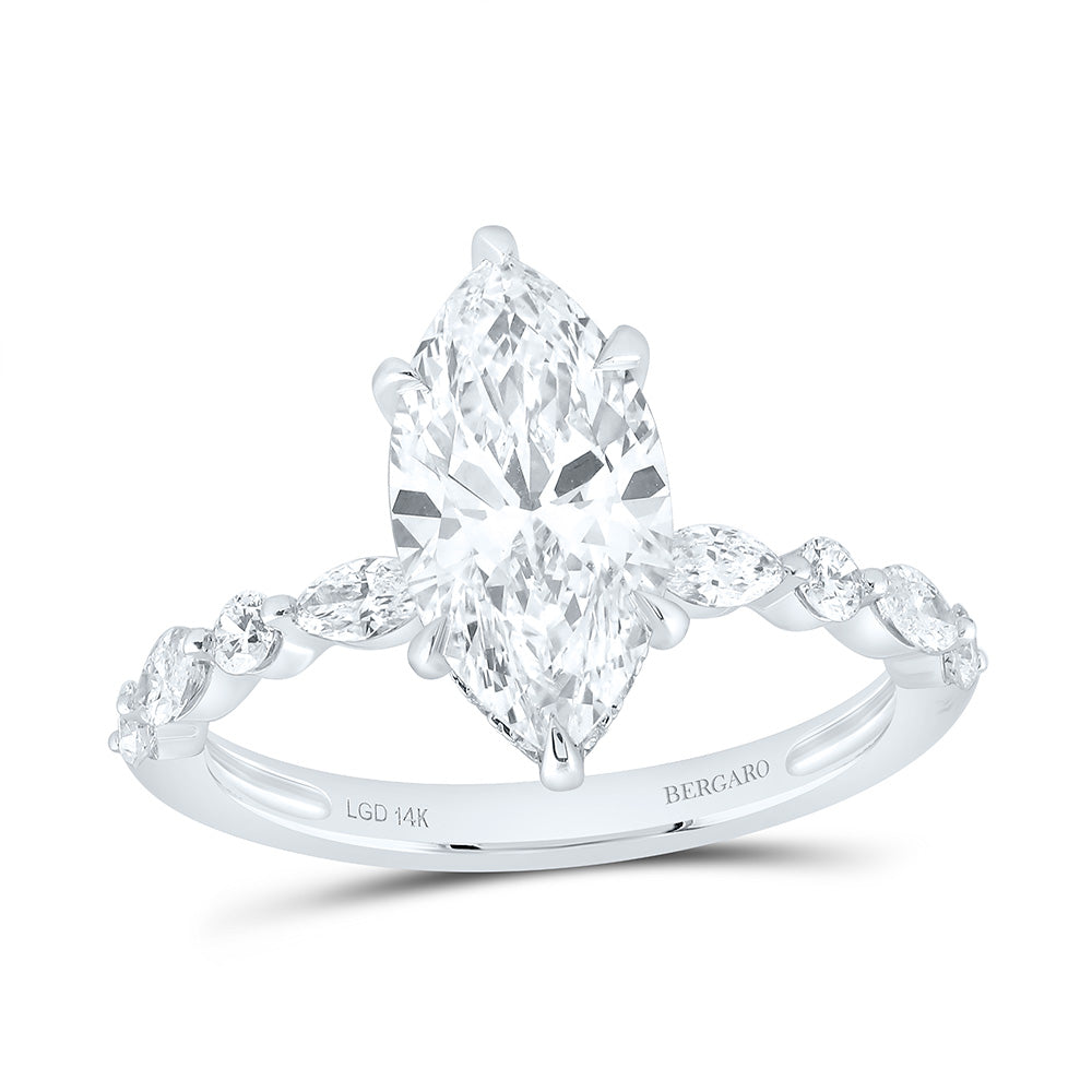 14K Yellow Or White Gold 2 5/8 Cttw Lab Grown Diamond 2 Cttw Center Marquise Engagement Ring