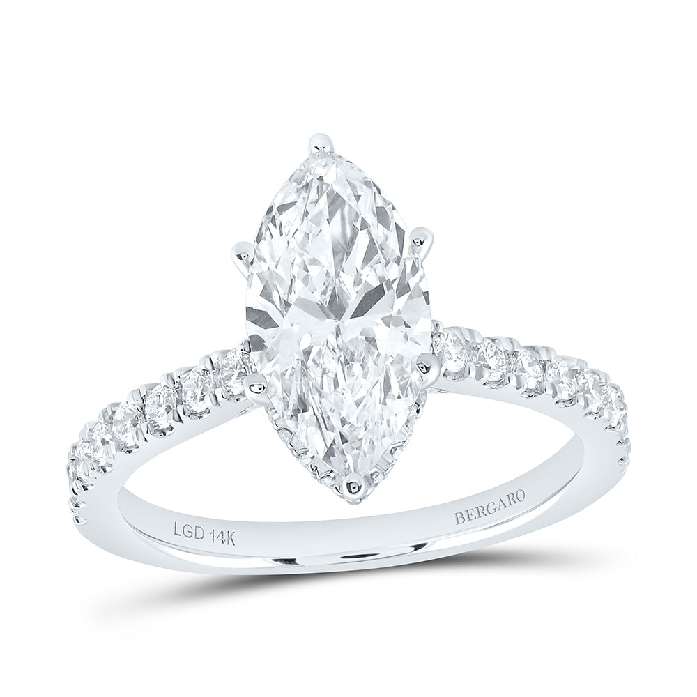 14K Yellow Or White Gold 2 1/2 Cttw Lab Grown Diamond 2 Cttw Center Marquise Engagement Ring