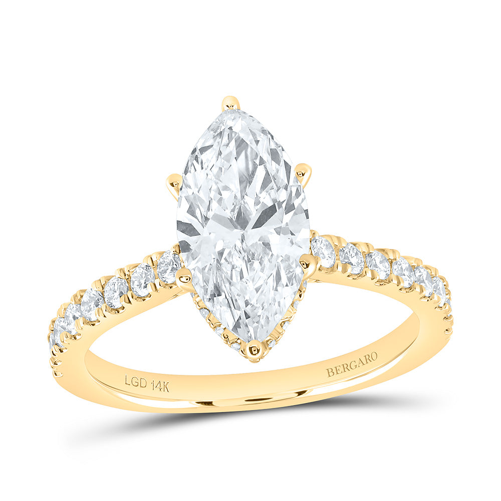14K Yellow Or White Gold 2 1/2 Cttw Lab Grown Diamond 2 Cttw Center Marquise Engagement Ring