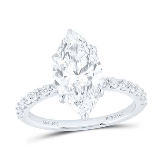 14K Yellow Or White Gold 3 1/3 Cttw Lab Grown Diamond 3 Cttw Center Marquise Engagement Ring