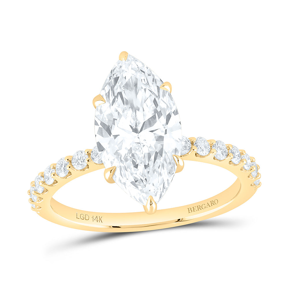 14K Yellow Or White Gold 3 1/3 Cttw Lab Grown Diamond 3 Cttw Center Marquise Engagement Ring