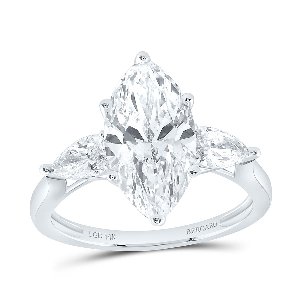 14K Yellow Or White Gold 3 3/4 Cttw Lab Grown Diamond 3 Cttw Center Marquise Engagement Ring