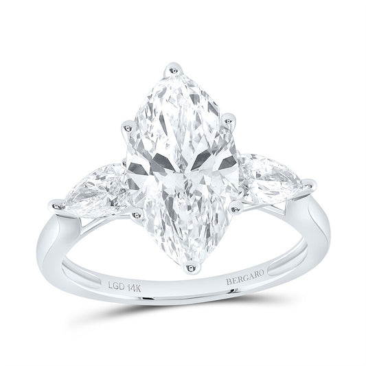 14K Yellow Or White Gold 3 3/4 Cttw Lab Grown Diamond 3 Cttw Center Marquise Engagement Ring