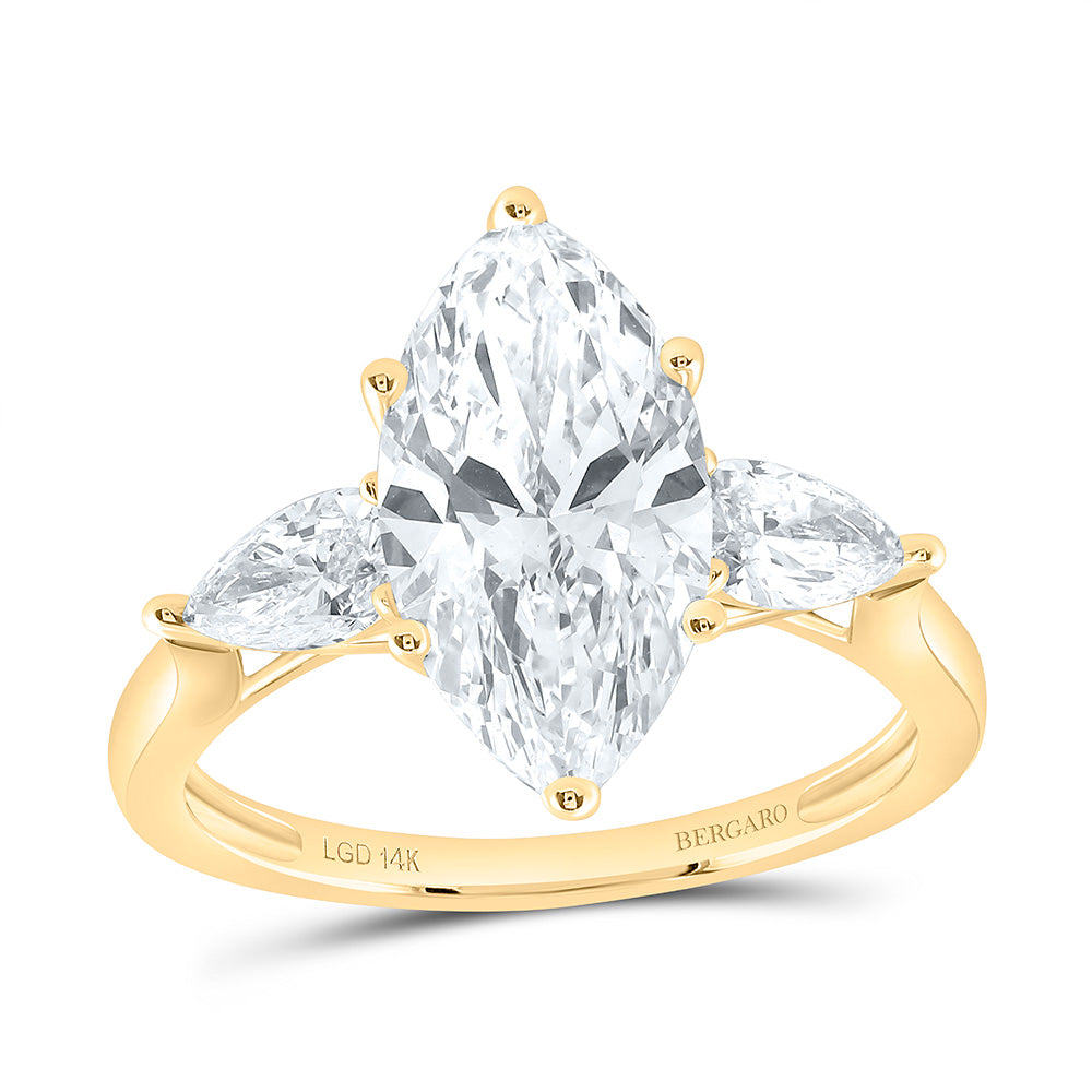 14K Yellow Or White Gold 3 3/4 Cttw Lab Grown Diamond 3 Cttw Center Marquise Engagement Ring