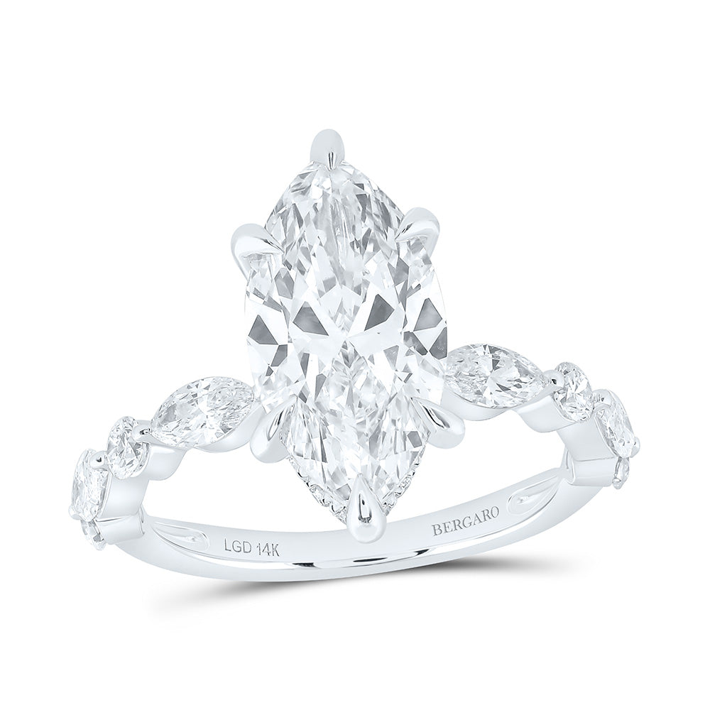 14K Yellow Or White Gold 3 7/8 Cttw Lab Grown Diamond 3 Cttw Center Marquise Engagement Ring