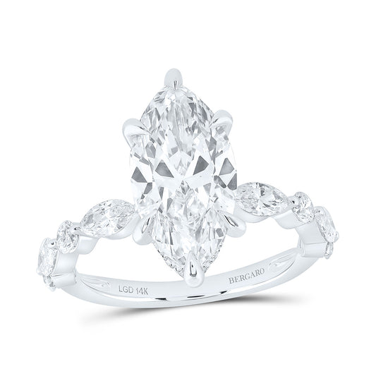 14K Yellow Or White Gold 3 7/8 Cttw Lab Grown Diamond 3 Cttw Center Marquise Engagement Ring