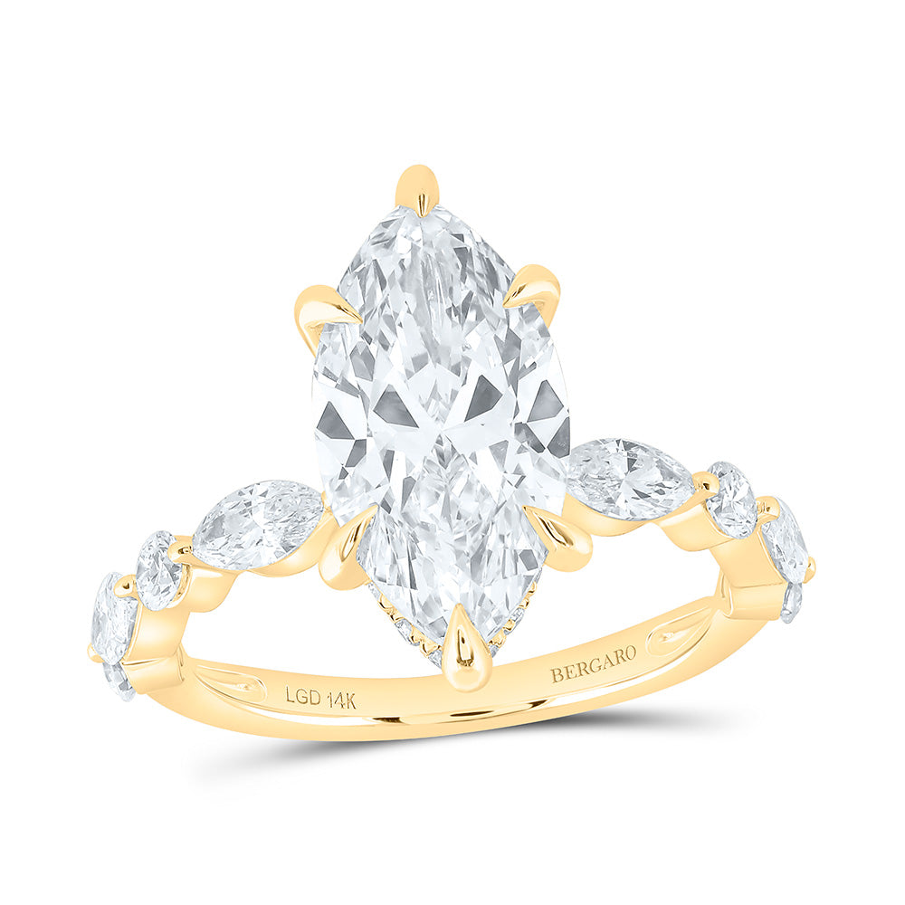 14K Yellow Or White Gold 3 7/8 Cttw Lab Grown Diamond 3 Cttw Center Marquise Engagement Ring