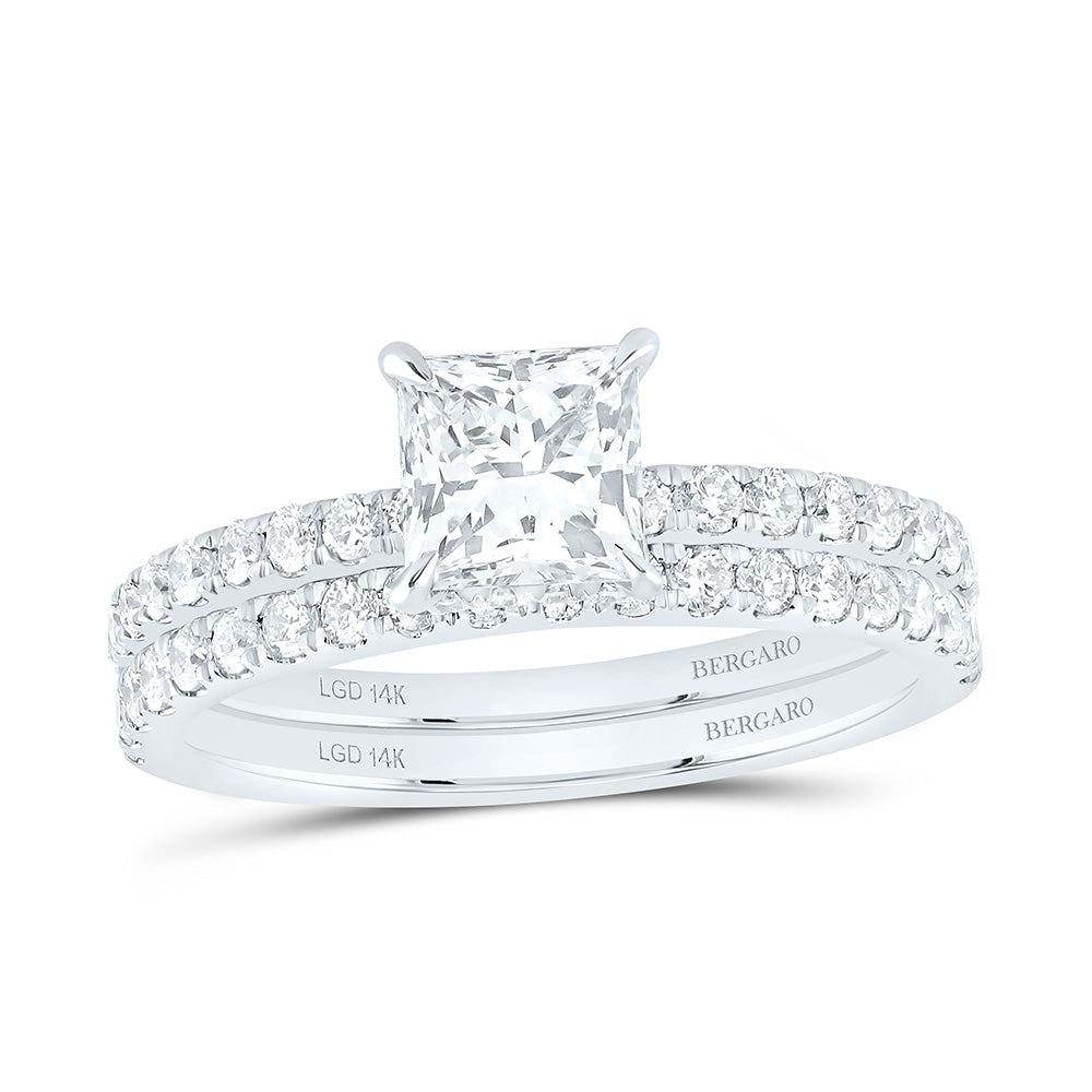 14K Yellow Or White Gold 1 3/4 Cttw Lab Grown Diamond 1 Cttw Center Princess Bridal Set