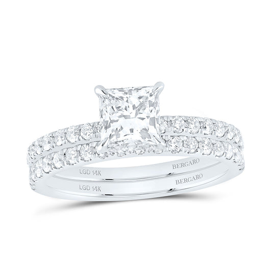 14K Yellow Or White Gold 1 3/4 Cttw Lab Grown Diamond 1 Cttw Center Princess Bridal Set