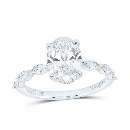 14K Yellow Or White Gold 2 3/8 Cttw Lab Grown Diamond 2 Cttw Center Oval Engagement Ring