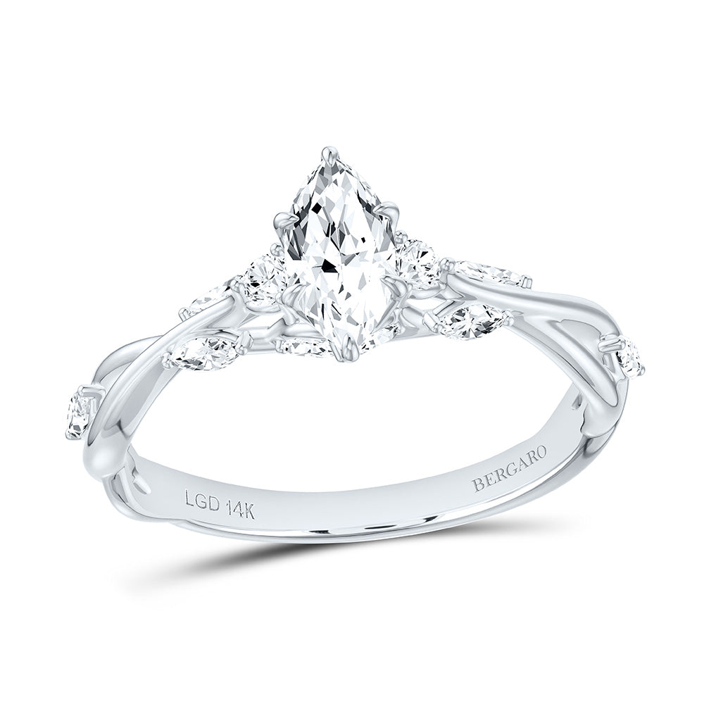 14K Yellow Or White Gold 7/8 Cttw Lab Grown Diamond 1/2 Cttw Center Marquise Engagement Ring