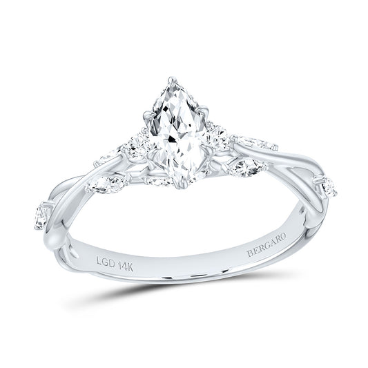 14K Yellow Or White Gold 7/8 Cttw Lab Grown Diamond 1/2 Cttw Center Marquise Engagement Ring
