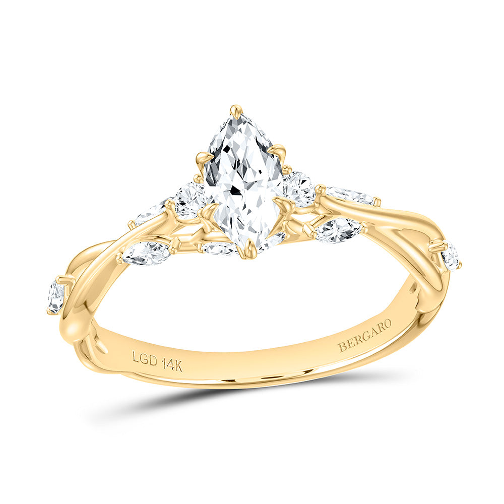 14K Yellow Or White Gold 7/8 Cttw Lab Grown Diamond 1/2 Cttw Center Marquise Engagement Ring