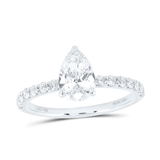 14K Yellow Or White Gold 1 1/3 Cttw Lab Grown Diamond 1 Cttw Center Pear Engagement Ring