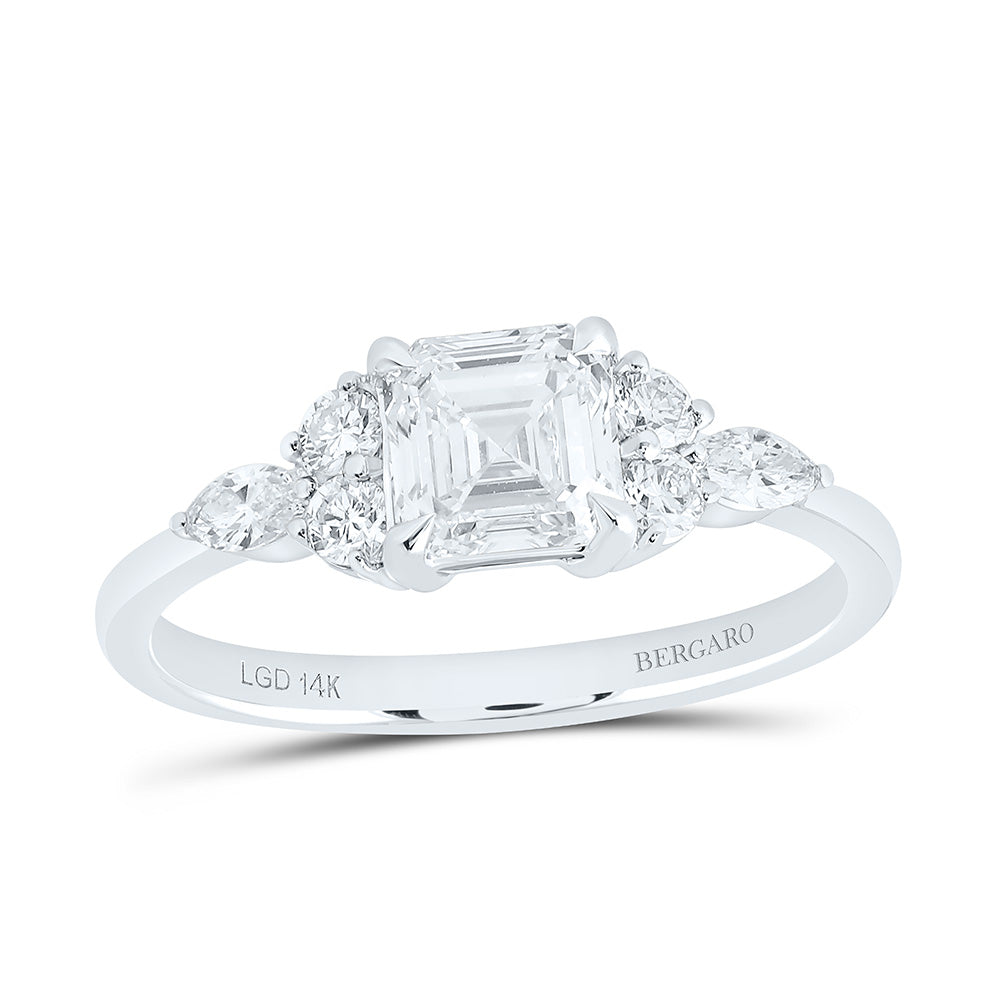 14K Yellow Or White Gold 1 1/3 Cttw Lab Grown Diamond 1 Cttw Center Asscher Engagement Ring
