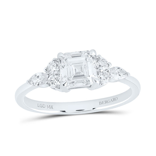 14K Yellow Or White Gold 1 1/3 Cttw Lab Grown Diamond 1 Cttw Center Asscher Engagement Ring