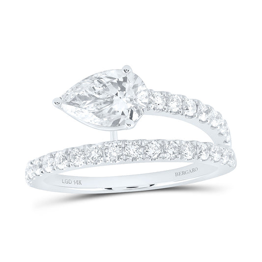 14K Yellow Or White Gold 1 1/2 Cttw Lab Grown Diamond 1 Cttw Center Pear Engagement Ring