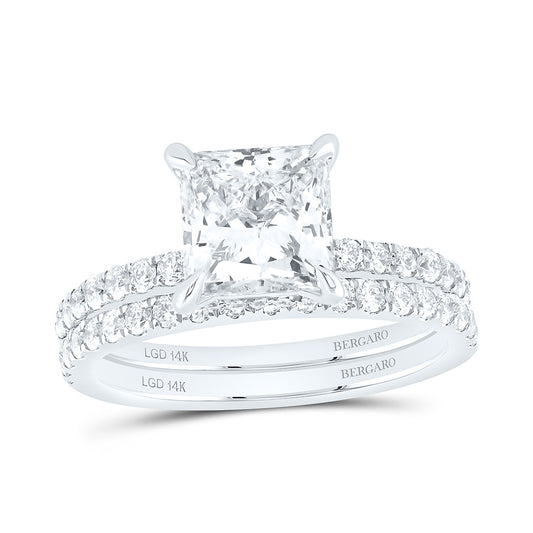 14K Yellow Or White Gold 2 7/8 Cttw Lab Grown Diamond 2 Cttw Center Princess Bridal Set