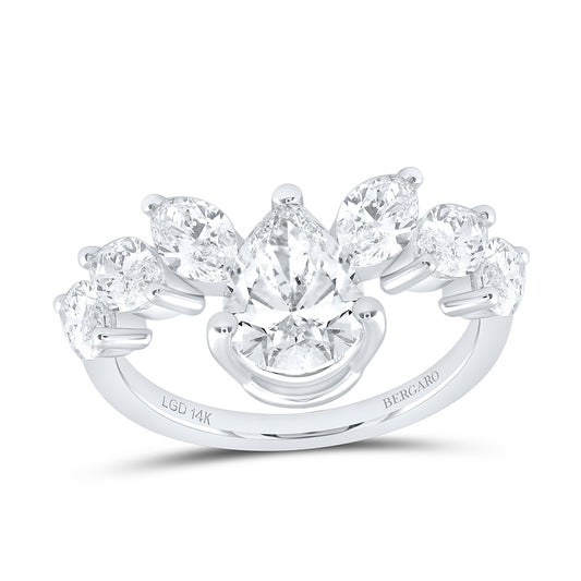 14K Yellow Or White Gold 3 1/2 Cttw Lab Grown Diamond 1 1/2 Cttw Center Pear Fashion Ring