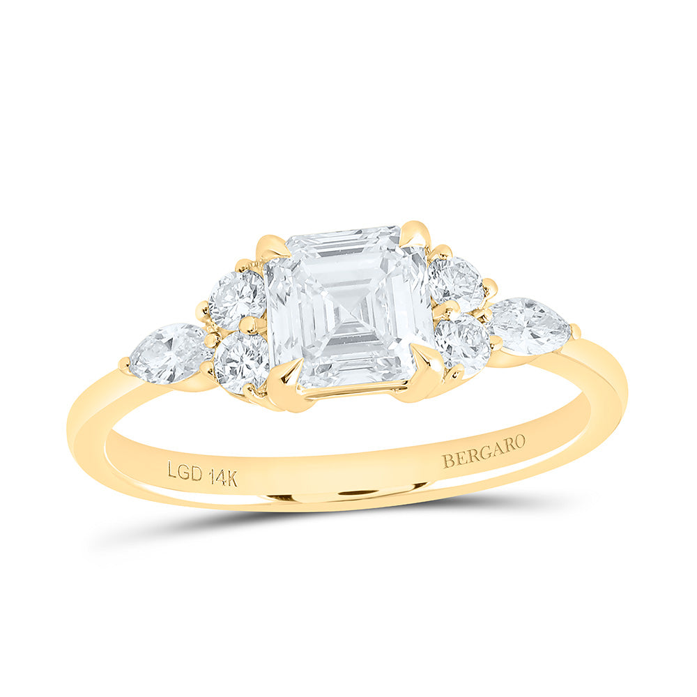 14K Yellow Or White Gold 1 1/3 Cttw Lab Grown Diamond 1 Cttw Center Asscher Engagement Ring