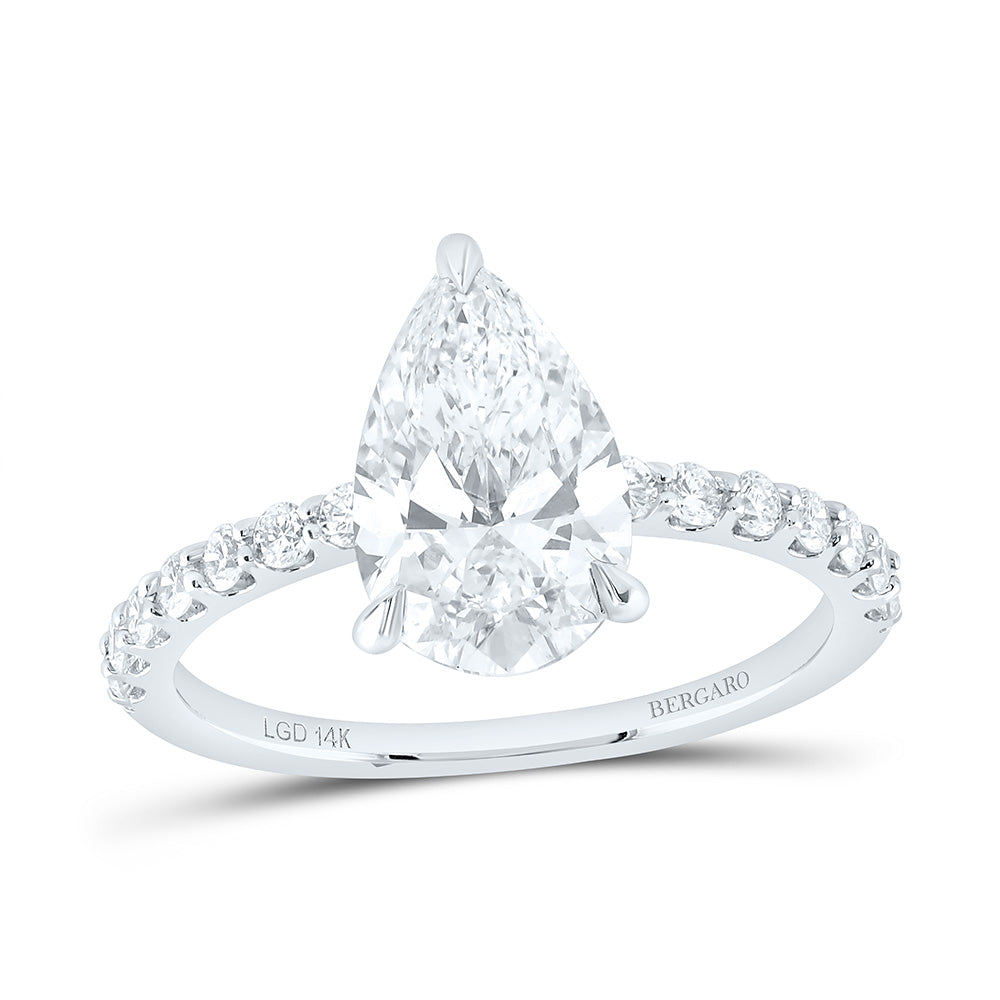 14K Yellow Or White Gold 2 1/3 Cttw Lab Grown Diamond 2 Cttw Center Pear Engagement Ring