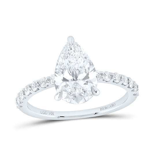 14K Yellow Or White Gold 2 1/3 Cttw Lab Grown Diamond 2 Cttw Center Pear Engagement Ring