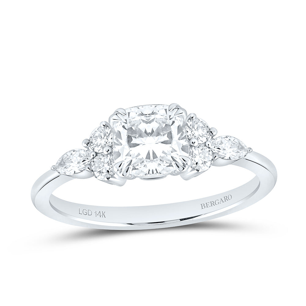 14K Yellow Or White Gold 1 3/8 Cttw Lab Grown Diamond 1 Cttw Center Cushion Engagement Ring