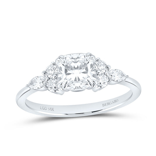 14K Yellow Or White Gold 1 3/8 Cttw Lab Grown Diamond 1 Cttw Center Cushion Engagement Ring