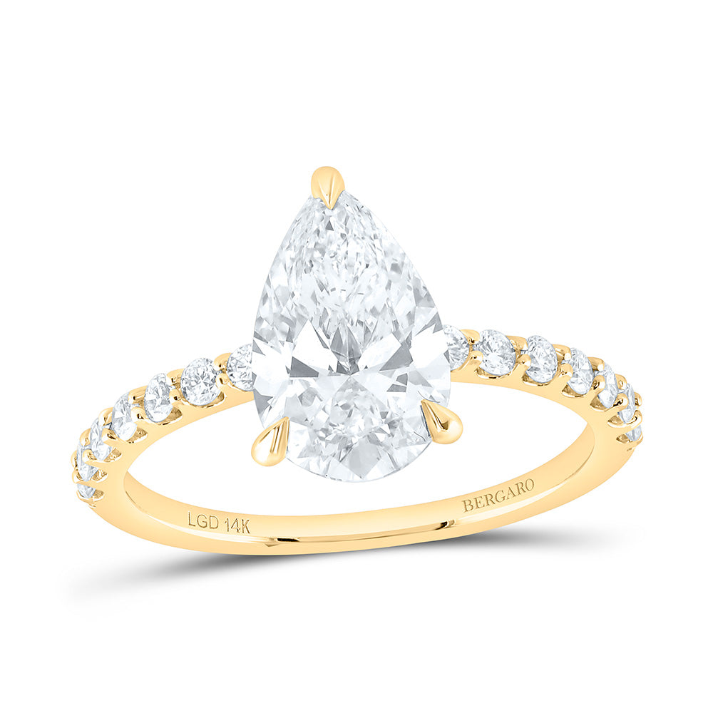 14K Yellow Or White Gold 2 1/3 Cttw Lab Grown Diamond 2 Cttw Center Pear Engagement Ring