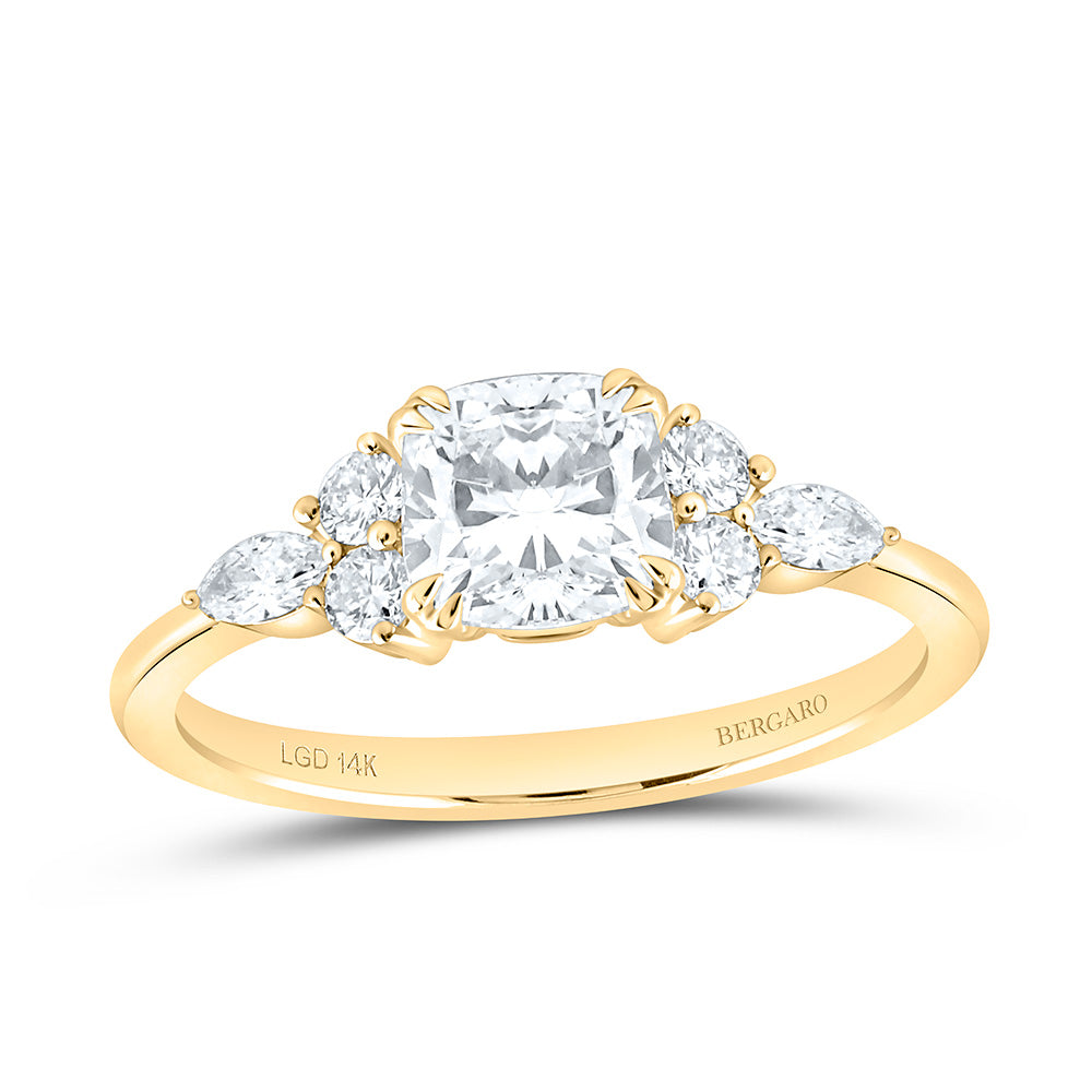 14K Yellow Or White Gold 1 3/8 Cttw Lab Grown Diamond 1 Cttw Center Cushion Engagement Ring