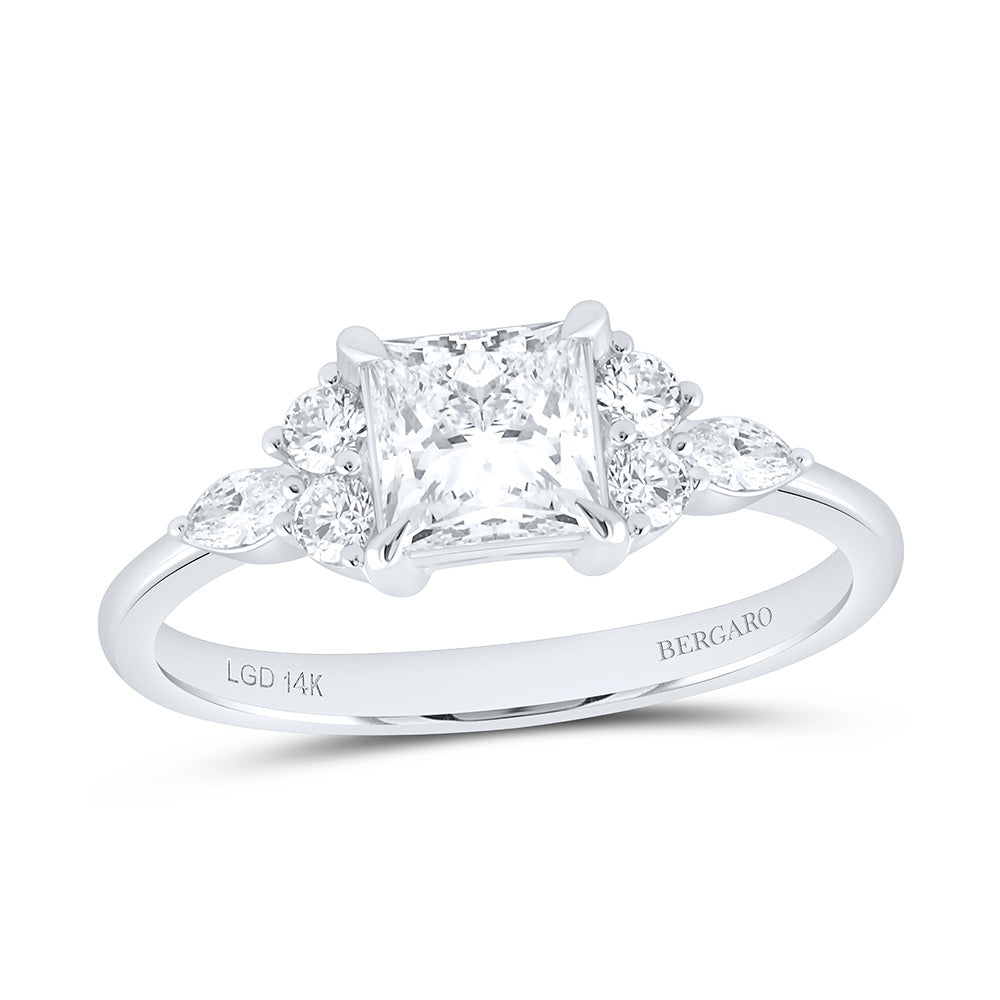14K Yellow Or White Gold 1 1/3 Cttw Lab Grown Diamond 1 Cttw Center Princess Engagement Ring