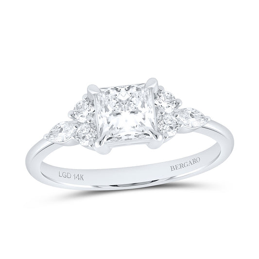 14K Yellow Or White Gold 1 1/3 Cttw Lab Grown Diamond 1 Cttw Center Princess Engagement Ring