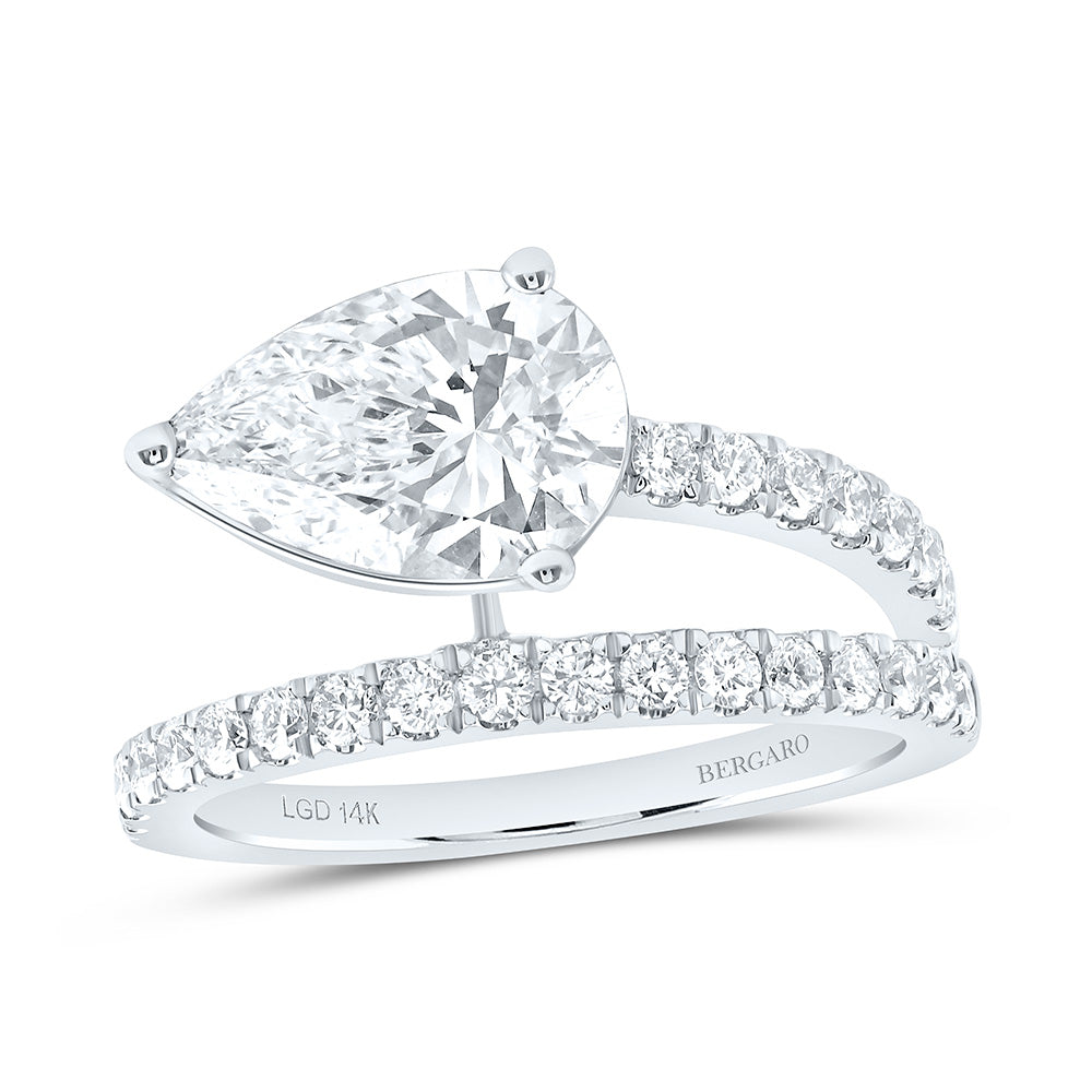 14K Yellow Or White Gold 2 1/2 Cttw Lab Grown Diamond 2 Cttw Center Pear Engagement Ring