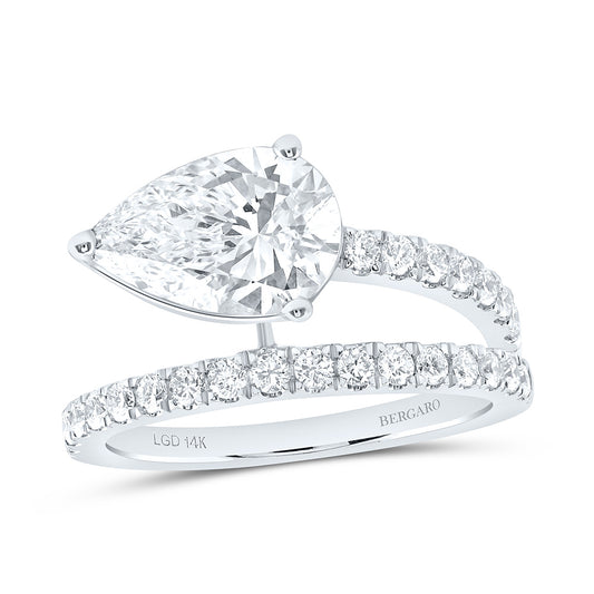 14K Yellow Or White Gold 2 1/2 Cttw Lab Grown Diamond 2 Cttw Center Pear Engagement Ring