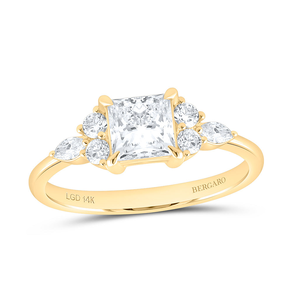 14K Yellow Or White Gold 1 1/3 Cttw Lab Grown Diamond 1 Cttw Center Princess Engagement Ring